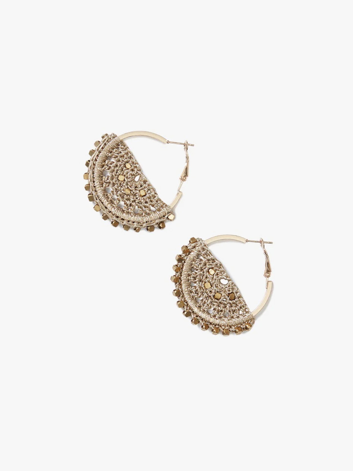 Small Semi Filigree Crochet Earrings Gold