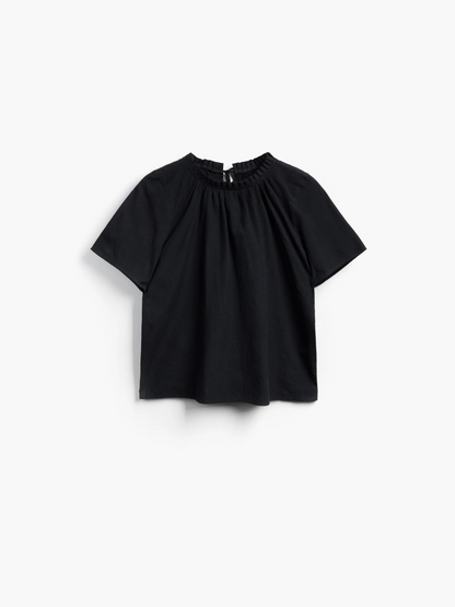 Shayla Reversible Frill Neck Blouse Black