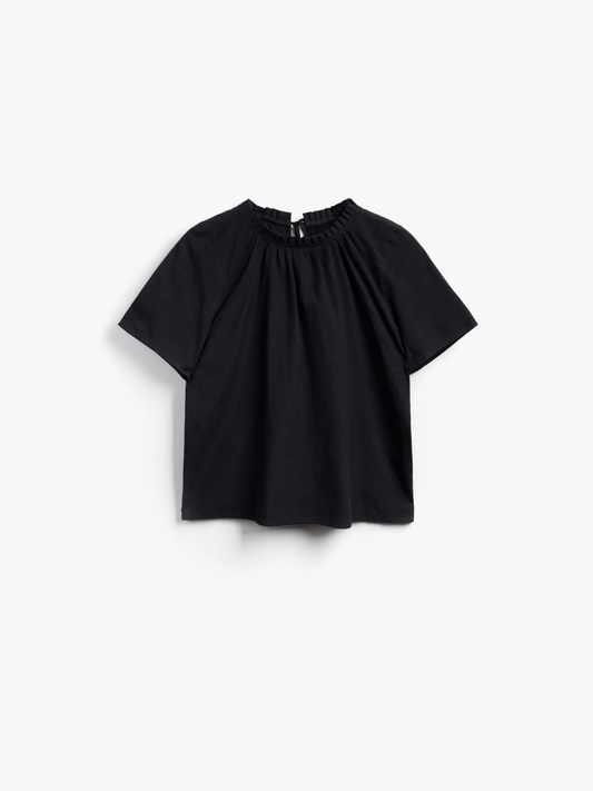 Shayla Reversible Frill Neck Blouse Black