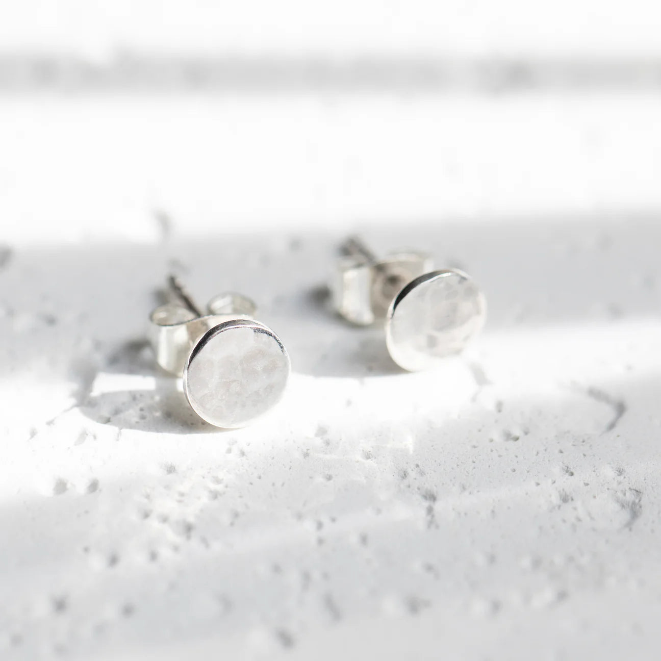 Agonda Round Hammered Sterling Silver Studs