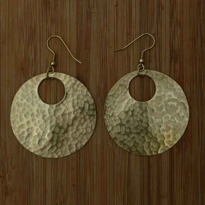 Brass Circle w Cut Out Bombolulu Earrings