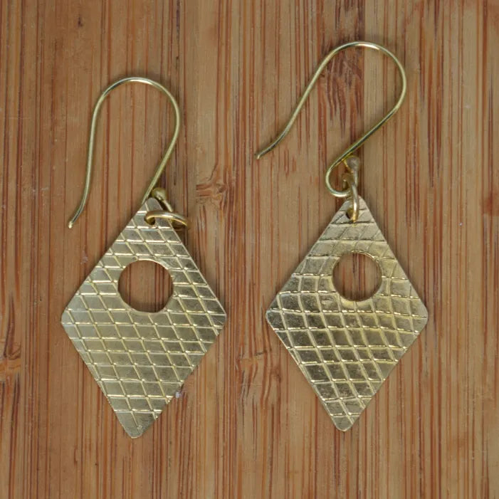 Brass Diamond with Hole Bombolulu Earrings