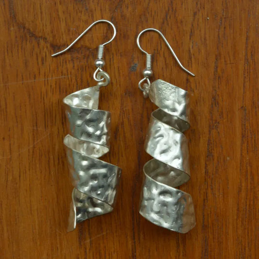 Chunky Swirl Earrings - Silver Plated