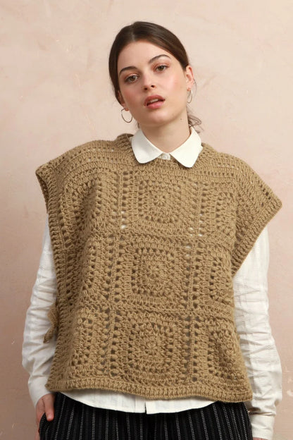 Crochet Square Vest in Corn
