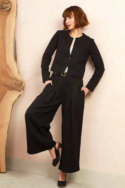 Sarah Trousers - Black & Brown Jacquard