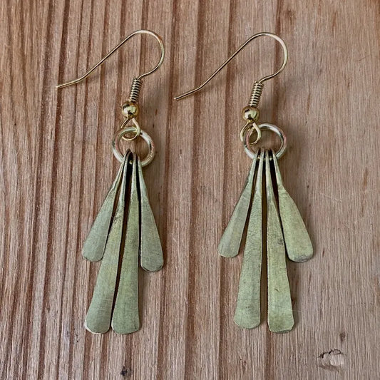 Brass Four Petal Earrings