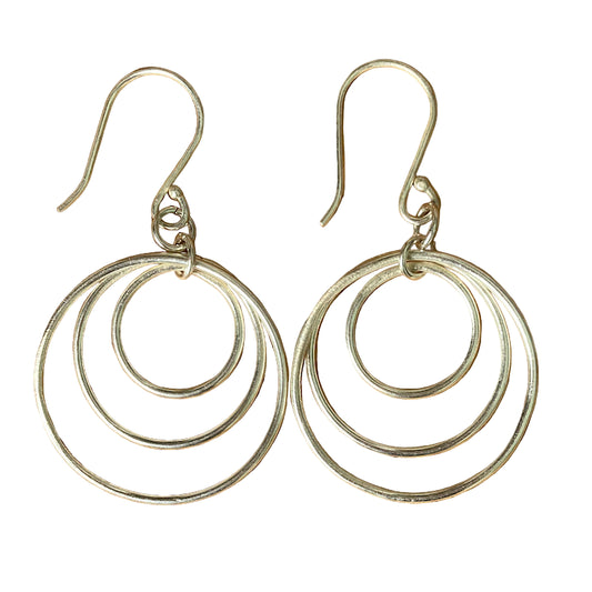 Silver Plated Three Rings Earrings