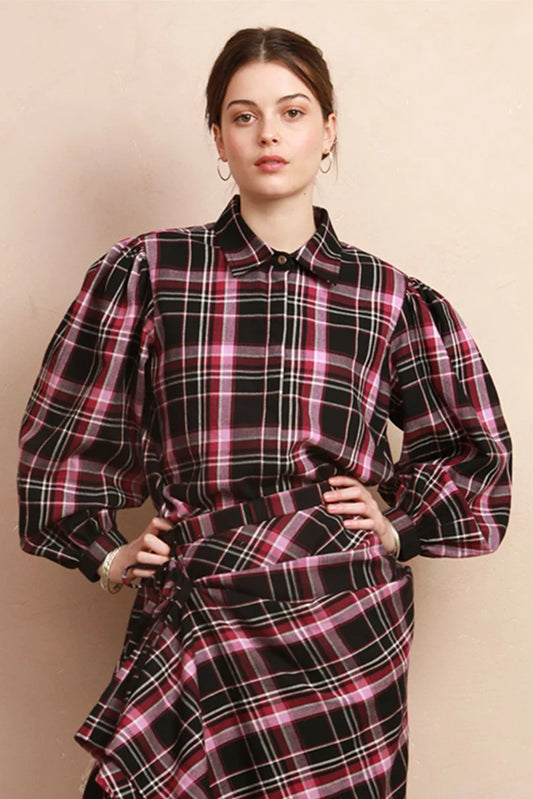 Effie Blouse - Berry & Black Check