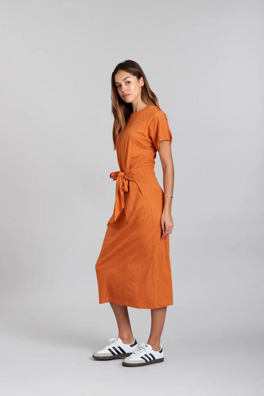 Fonda Twist Midi Dress - Burnt Orange
