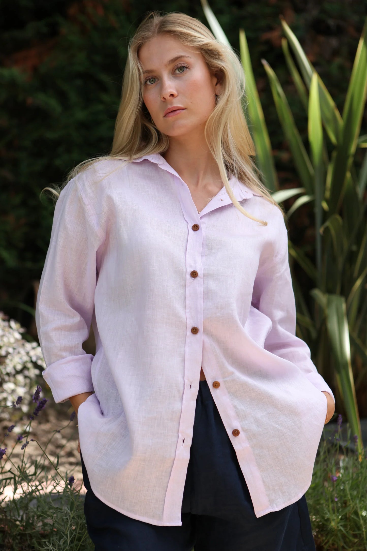 Freddie Lilly Lilac Shirt 100% Linen