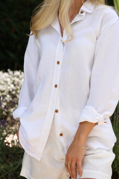 Freddie Oyster White Shirt 100% Linen