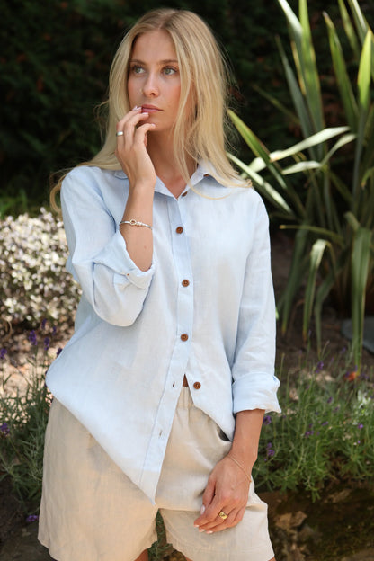 Freddie Sky Blue Shirt 100% Linen