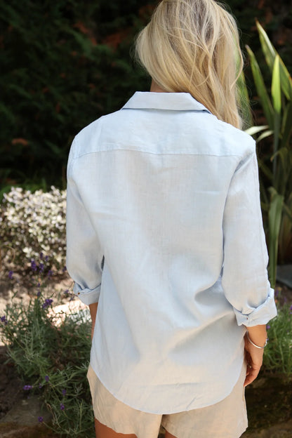 Freddie Sky Blue Shirt 100% Linen