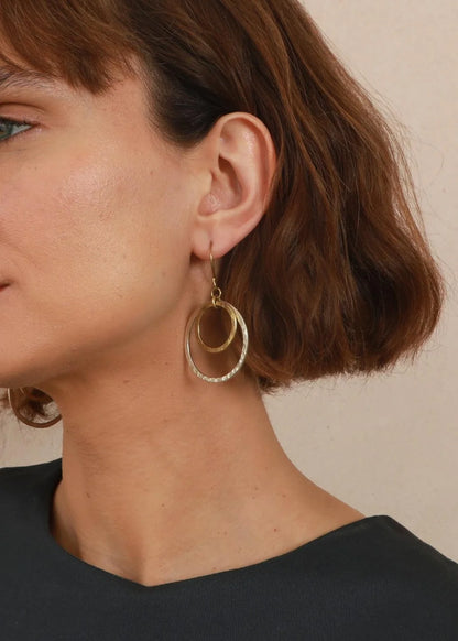 Halo Earrings - Brass and Silver-Plated