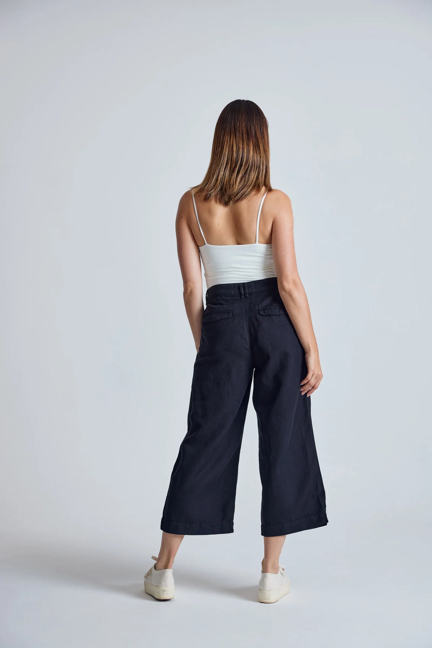 Betty Wide Leg Culottes in Black - GOTS Organic Cotton & Linen