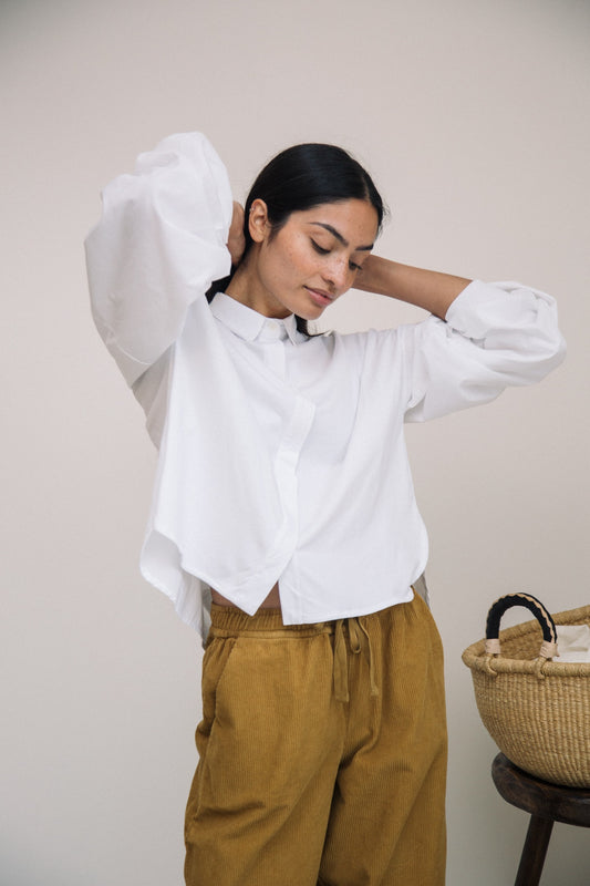 Beaumont Organic - Konara Cotton Jersey and Poplin Shirt - White