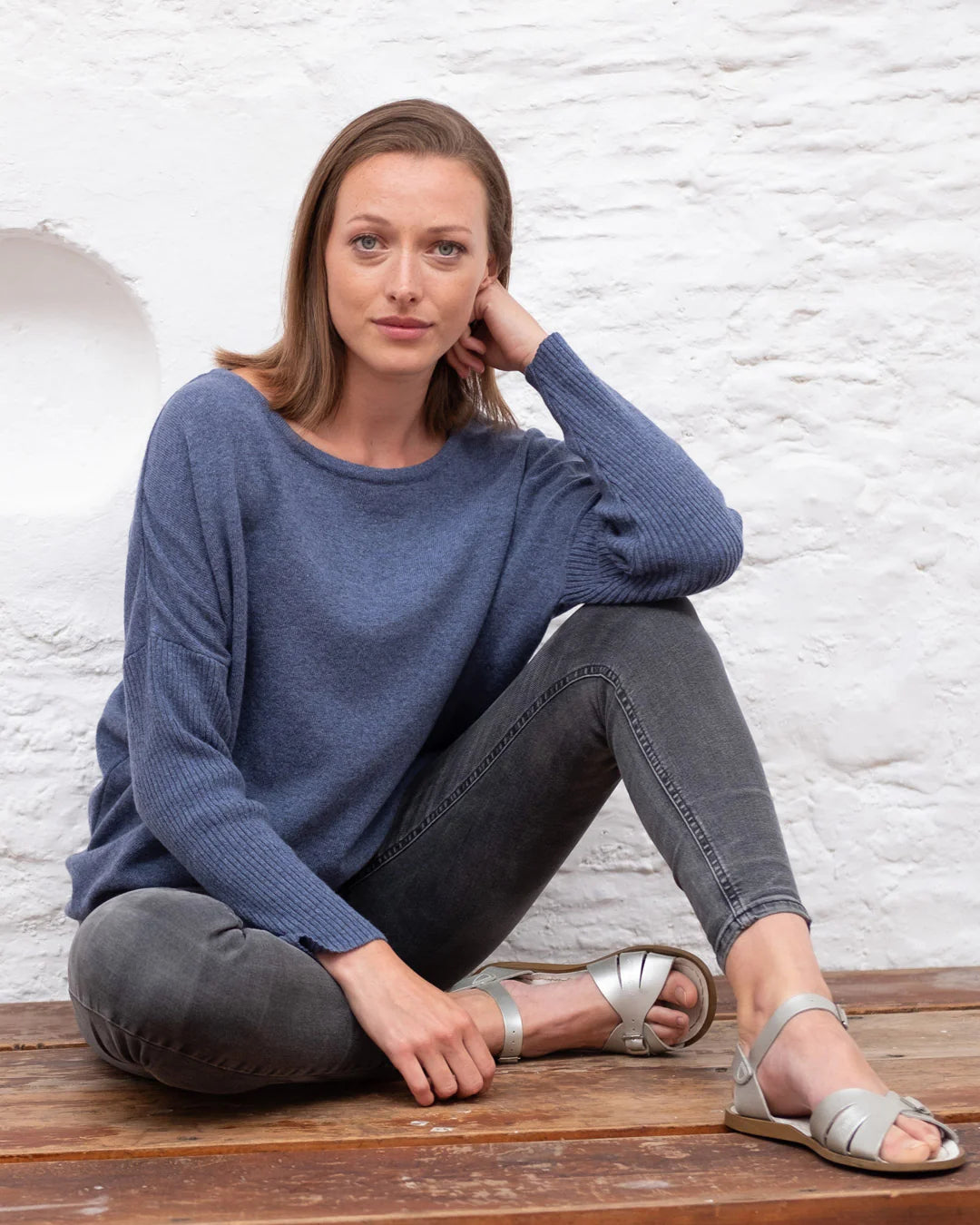 Hazel Relaxed Fit Jumper - Med Blue