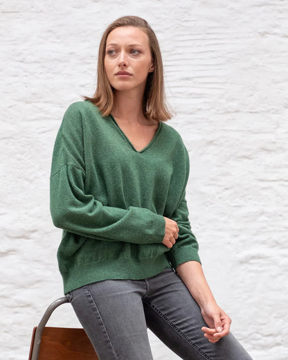 Joe V Neck Jumper - Green