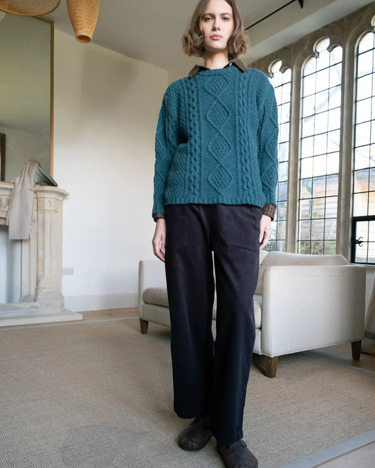 Anna Wide Leg Trousers Dove Grey Cord