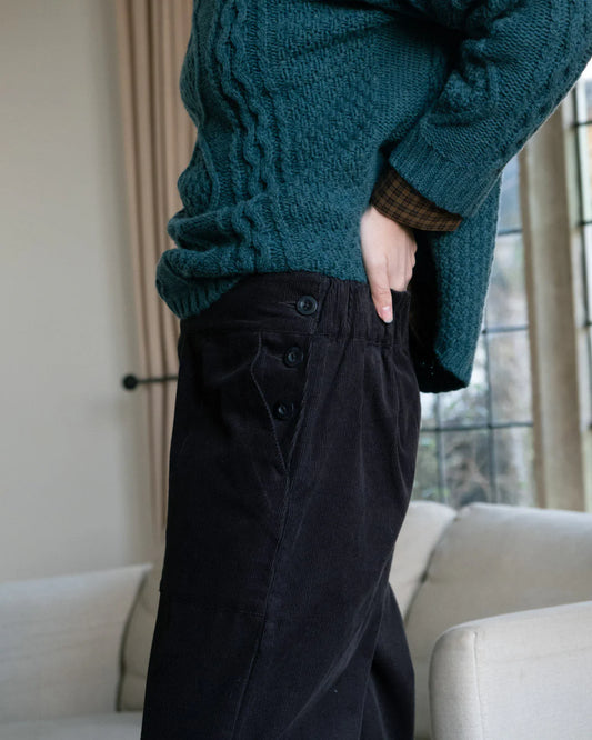 Anna Wide Leg Trousers Dove Grey Cord