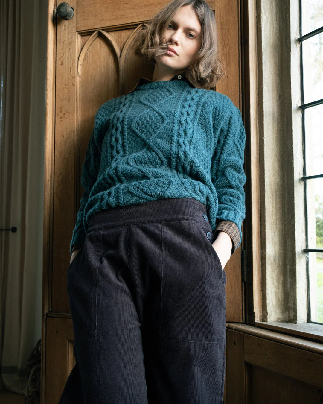 Anna Wide Leg Trousers Dove Grey Cord