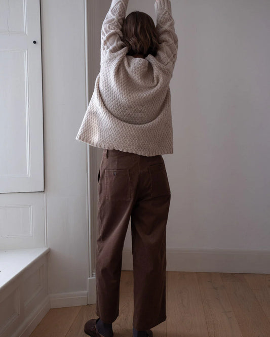 Harper Wide Leg Trousers Dark Sand Cord