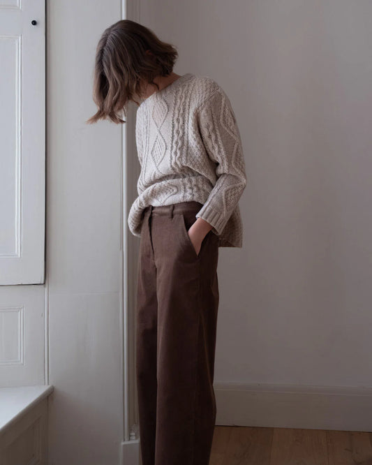 Harper Wide Leg Trousers Dark Sand Cord