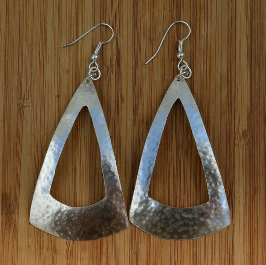 Silver Plate Cut Out Triangle Earrings