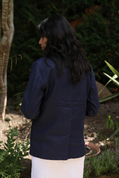 Ollie Jacket Midnight Blue 100% Linen