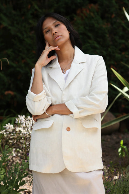 Ollie Jacket Natural 100% Linen
