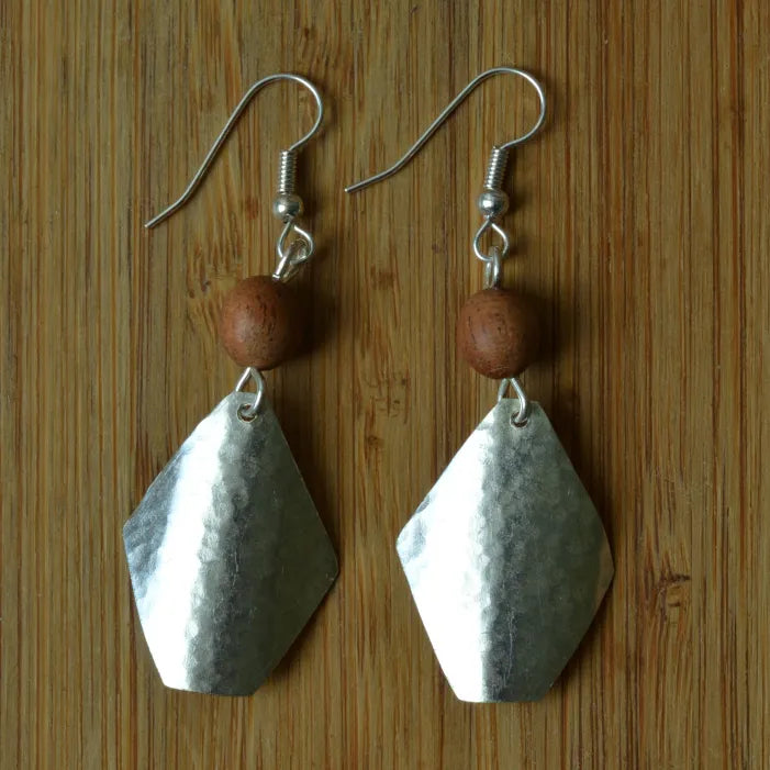 Soft Triangle & Wood Bead Bombolulu Earrings