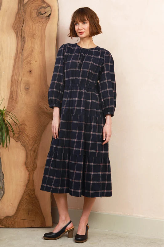 Roseby Dress - Navy & Pink Check