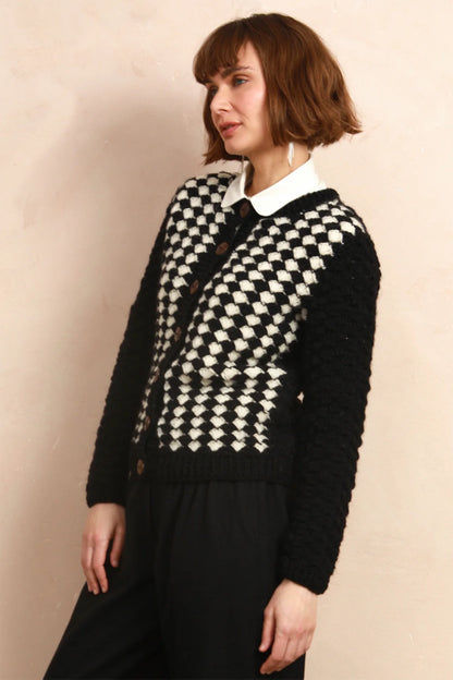 Two-Tone Handknit Cardigan
