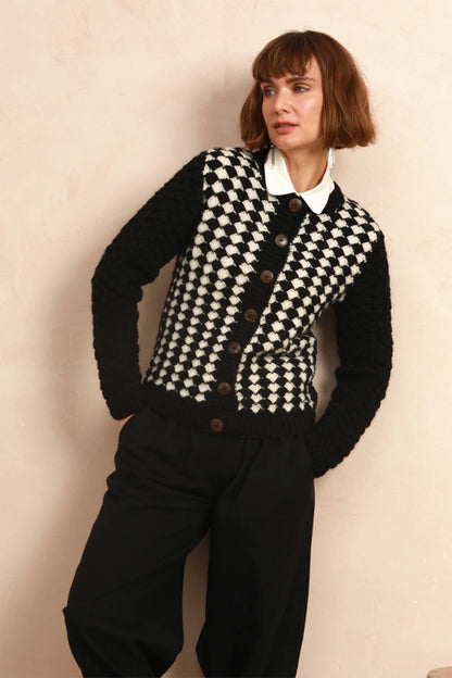 Two-Tone Handknit Cardigan