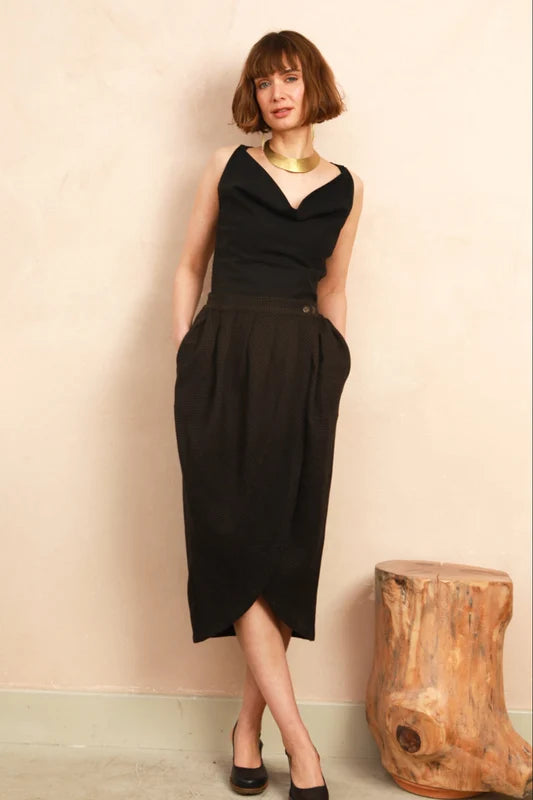 Venus Skirt - Black & Brown Jacquard