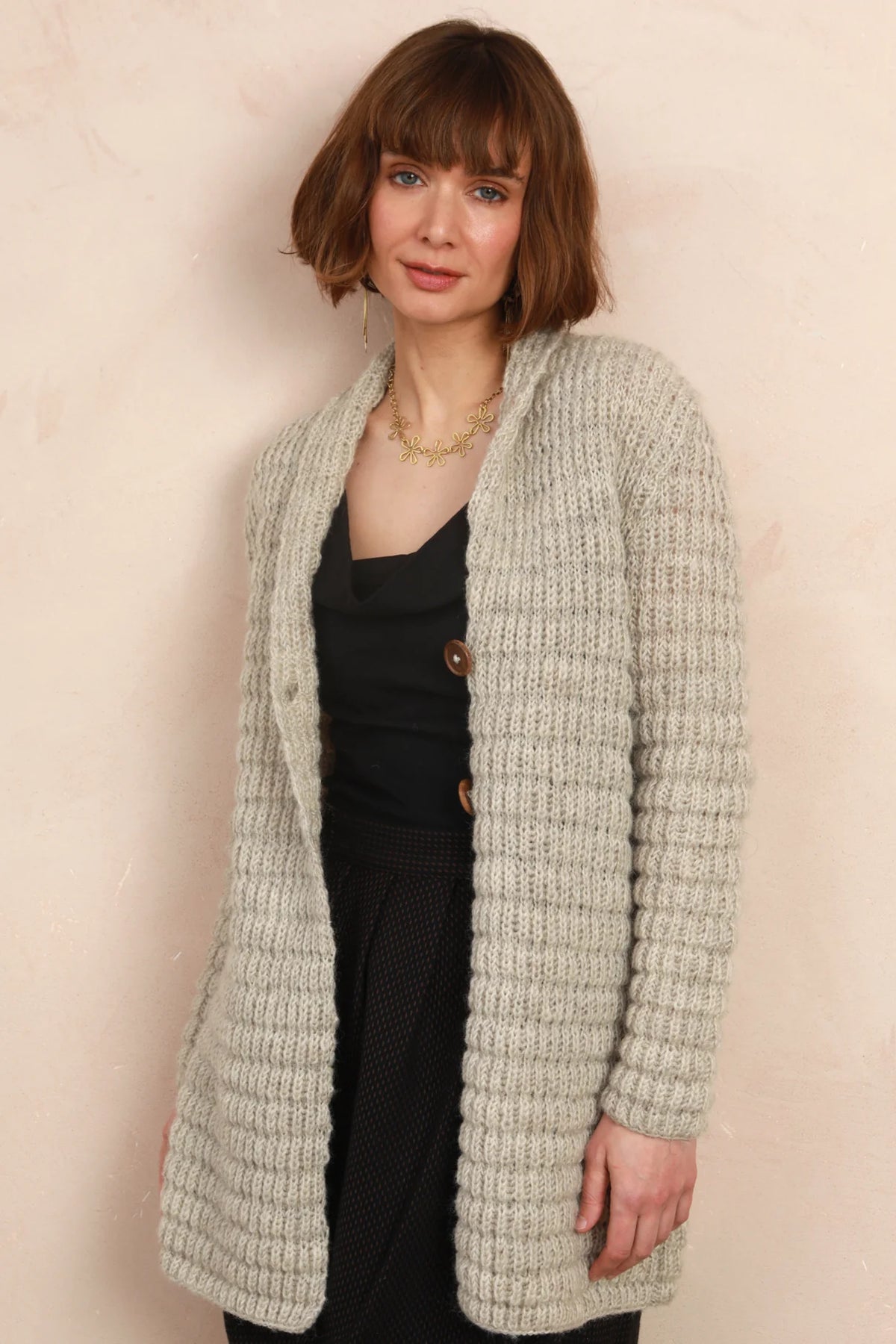 Waffle Long Cardigan