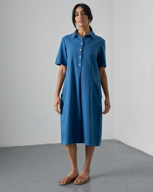 Alexa Shirt Dress - Textured Denim