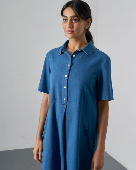 Alexa Shirt Dress - Textured Denim