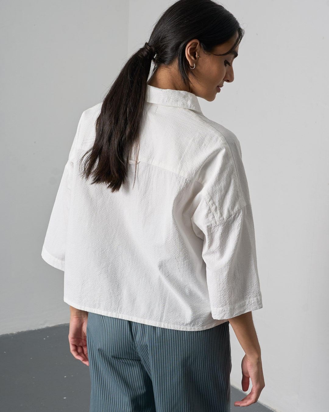 Ava Blouse - White Stripe