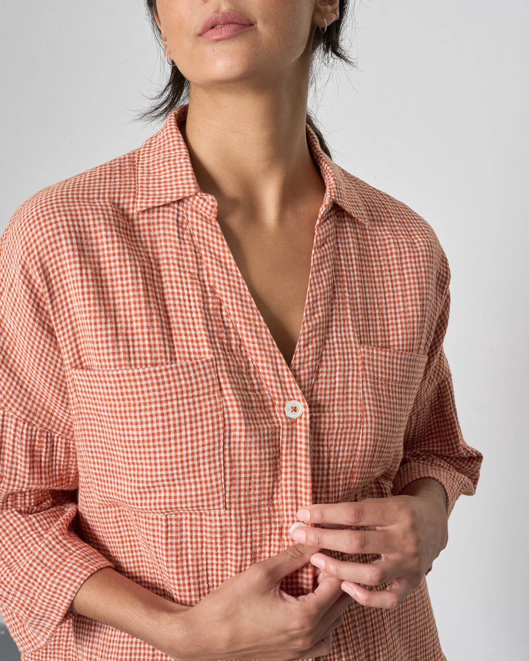 Ava Blouse Rust Check