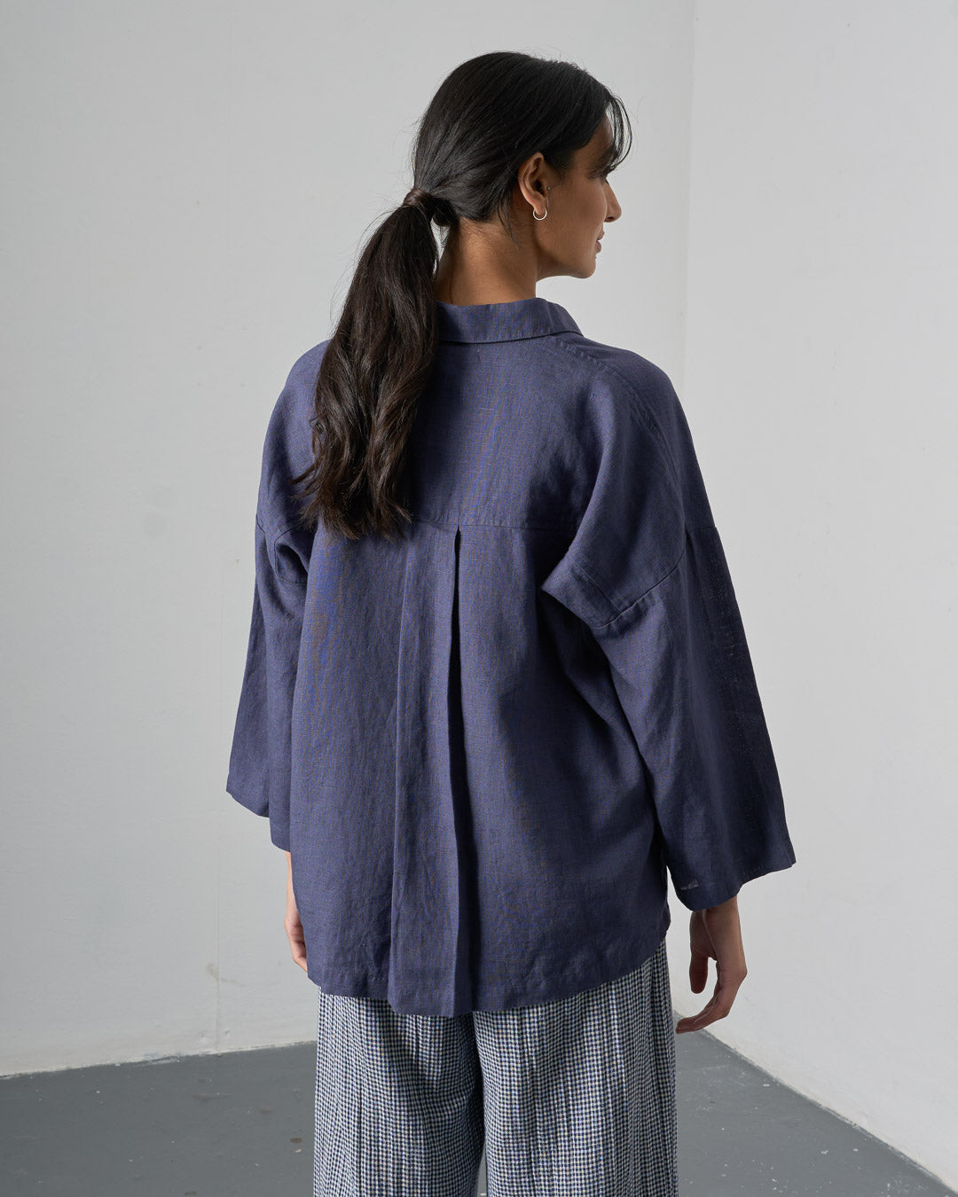 Anya Oversized Blouse - Navy Linen