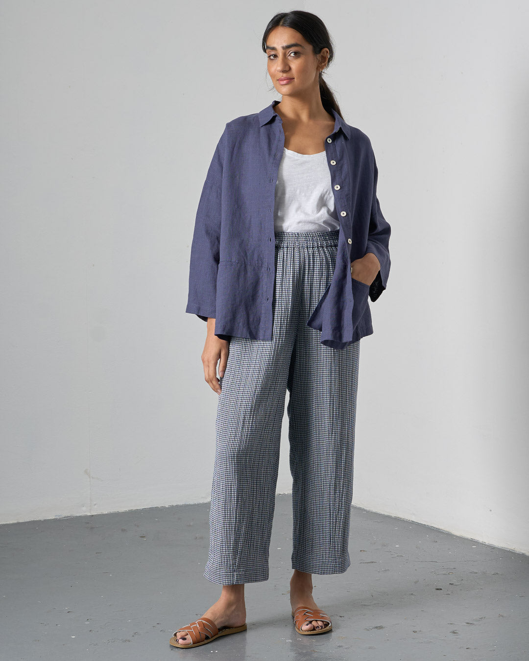 Anya Oversized Blouse - Navy Linen