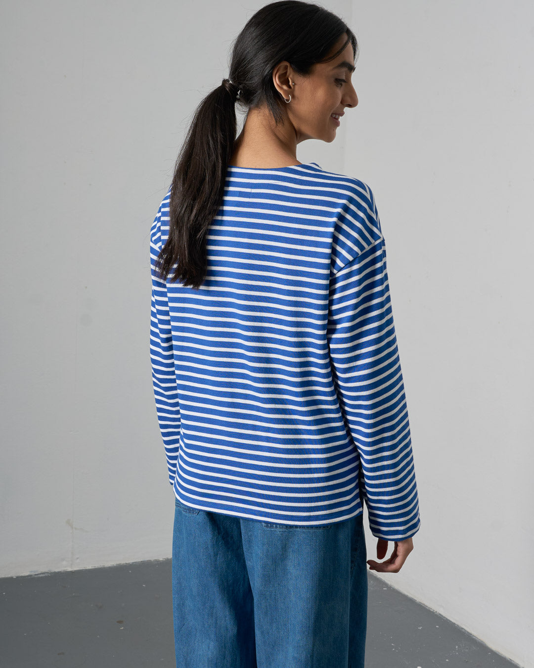 Zoe Relaxed T-Shirt - Med Blue Stripe