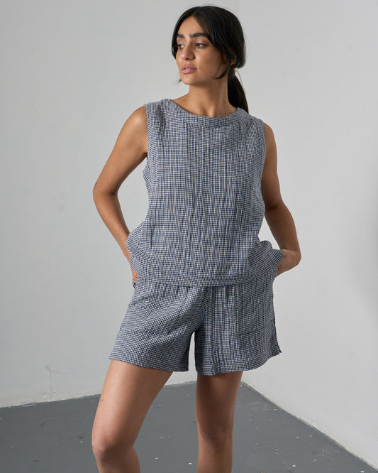 Petra Shorts - Navy Check