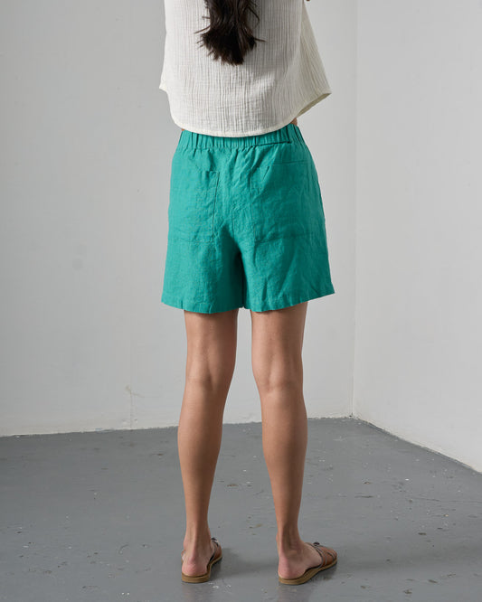 Petra Shorts - Sea Green Linen