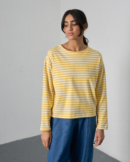 Zoe Relaxed  T-Shirt - Lemon Stripe