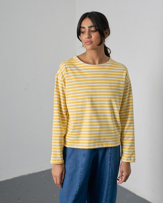 Zoe Relaxed  T-Shirt - Lemon Stripe