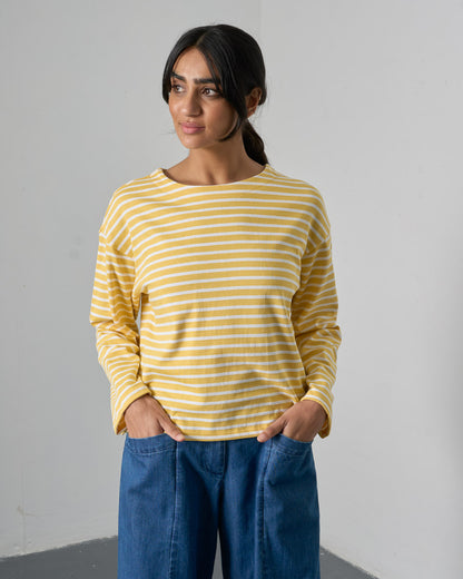 Zoe Relaxed  T-Shirt - Lemon Stripe