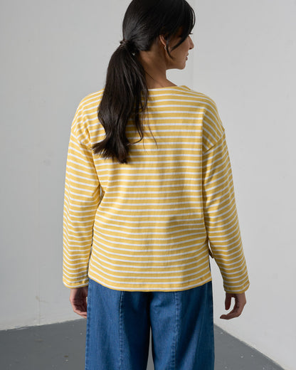 Zoe Relaxed  T-Shirt - Lemon Stripe