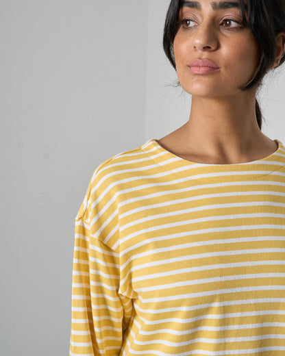 Zoe Relaxed  T-Shirt - Lemon Stripe